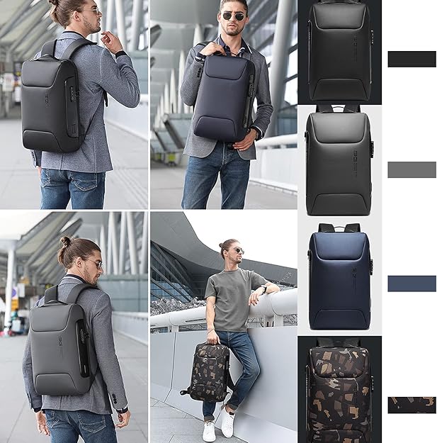 Laptop inside the anti-theft backpack